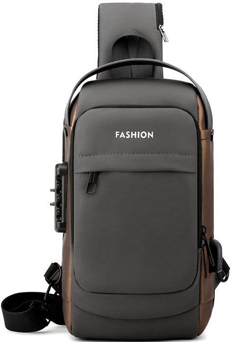 ΤΣΑΝΤΑΚΙ ΩΜΟΥ AMBER AM2006 ΓΚΡΙ/ΚΑΦΕ AMBER