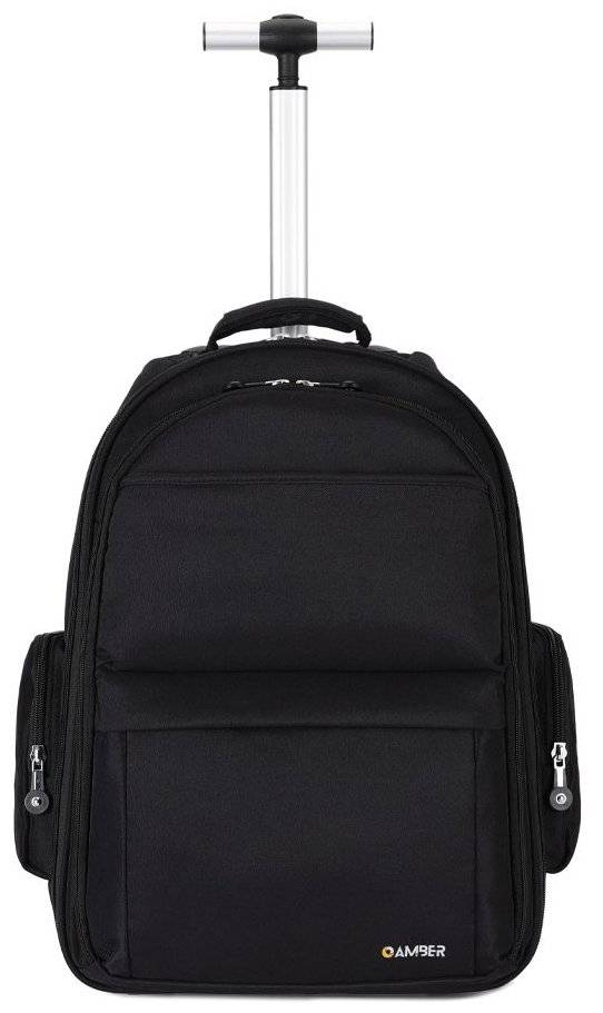 ΣΑΚΙΔΙΟ ΠΛΑΤΗΣ AMBER ΜΕ ΤΡΟΧΟΥΣ ΚΑΙ ΘΗΚΗ LAPTOP AM2026 ΜΑΥΡΟ AMBER