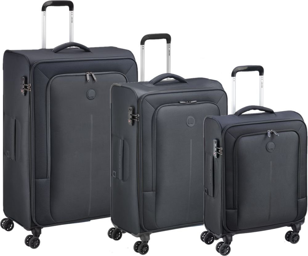 DELSEY ΣΕΤ 3 ΒΑΛΙΤΣΕΣ DELSEY CARACAS BLACK (55 + 68 + 78 CM)