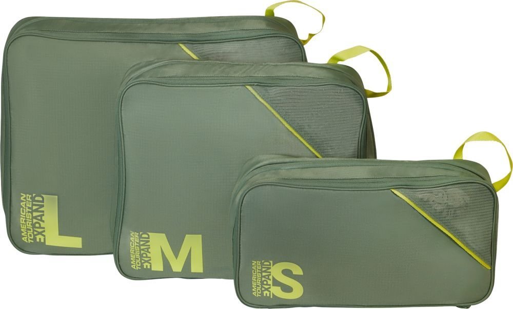 ΣΕΤ ΟΡΓΑΝΩΣΗΣ AMERICAN TOURISTER PACKING CUBES S/M/L OLIVE/LIME (3 ΤΜΧ)