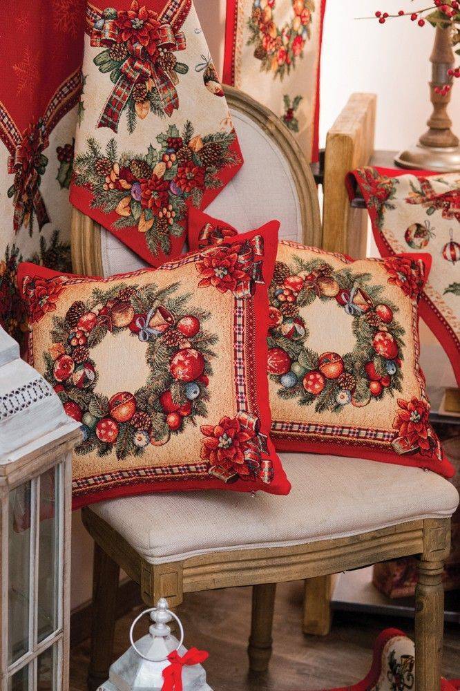 ΧΡΙΣΤΟΥΓΕΝΝΙΑΤΙΚΗ ΔΙΑΚΟΣΜΗΤΙΚΗ ΜΑΞΙΛΑΡΟΘΗΚΗ TEORAN MELODY ΜΕ ΣΧΕΔΙΟ ΚΟΚΚΙΝΟ 45X45CM TEORAN