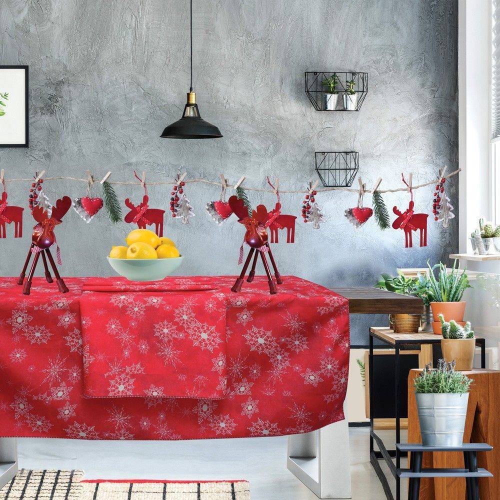 DAS HOME ΧΡΙΣΤΟΥΓΕΝΝΙΑΤΙΚO RUNNER DAS HOME 553 ΜΕ ΣΧΕΔΙΟ ΝΙΦΑΔΕΣ ΚΟΚΚΙΝΟ ΠΟΛΥΕΣΤΕΡΑΣ 50X150CM