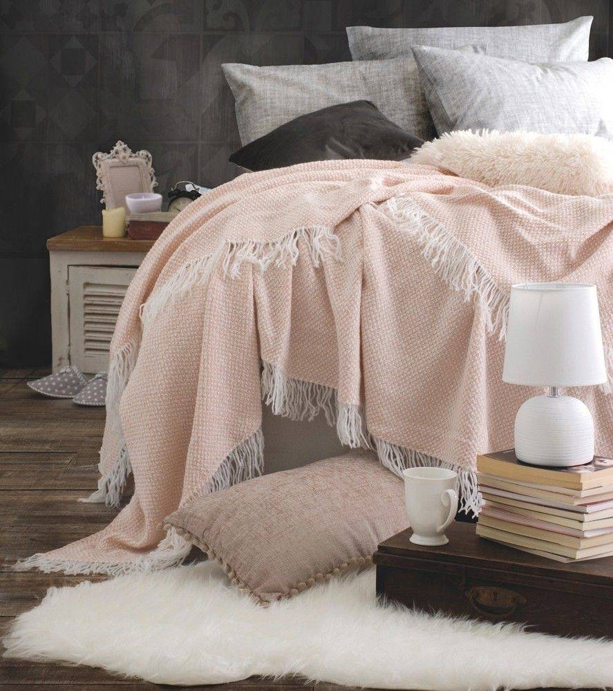 RYTHMOS ΚΟΥΒΕΡΤΑ KANAΠΕ RYTHMOS REBECCA ΠΛΕΚΤΗ PEAC 100X130CM