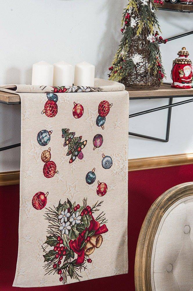 TEORAN ΧΡΙΣΤΟΥΓΕΝΝΙΑΤΙΚΗ ΤΡΑΒΕΡΣΑ TEORAN TREE ΜΠΕΖ 45X140CM