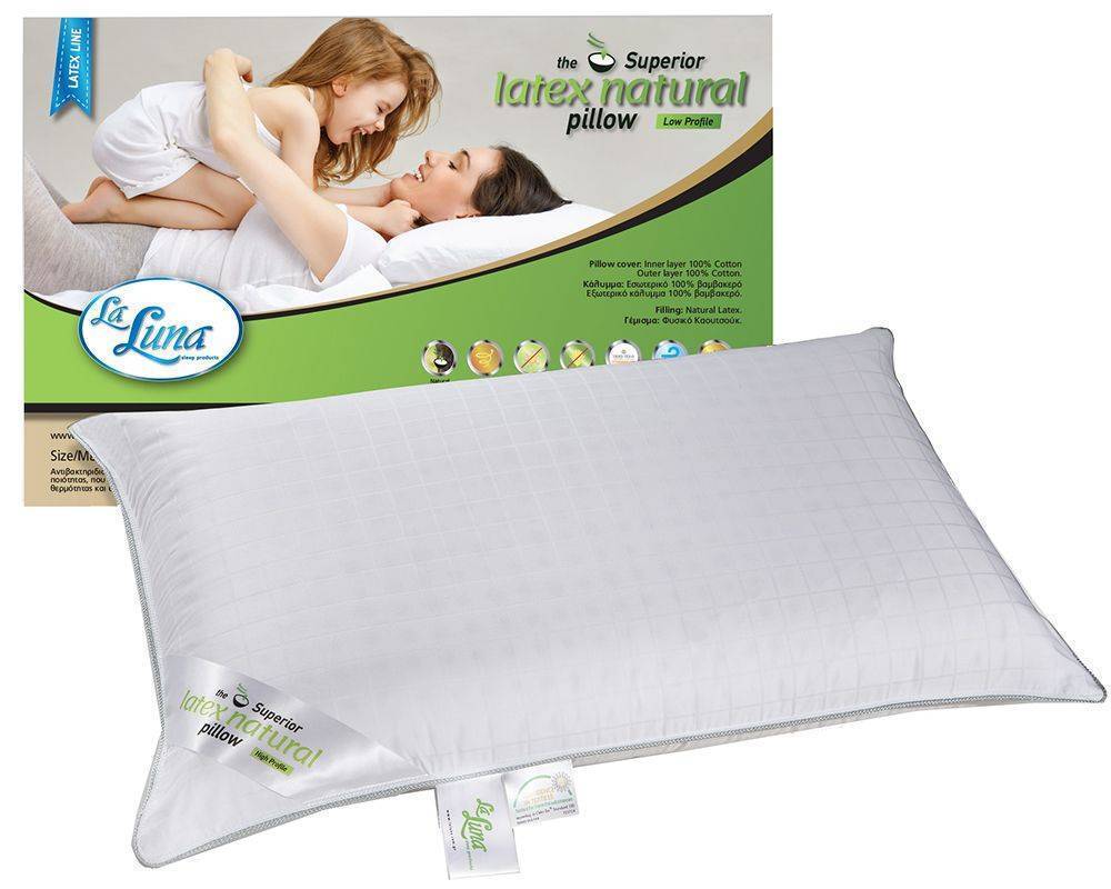 ΜΑΞΙΛΑΡΙ LA LUNA SUPERIOR LATEX NATURAL LOW PROFILE ΜΕΤΡΙΟ 66X49CM LA LUNA