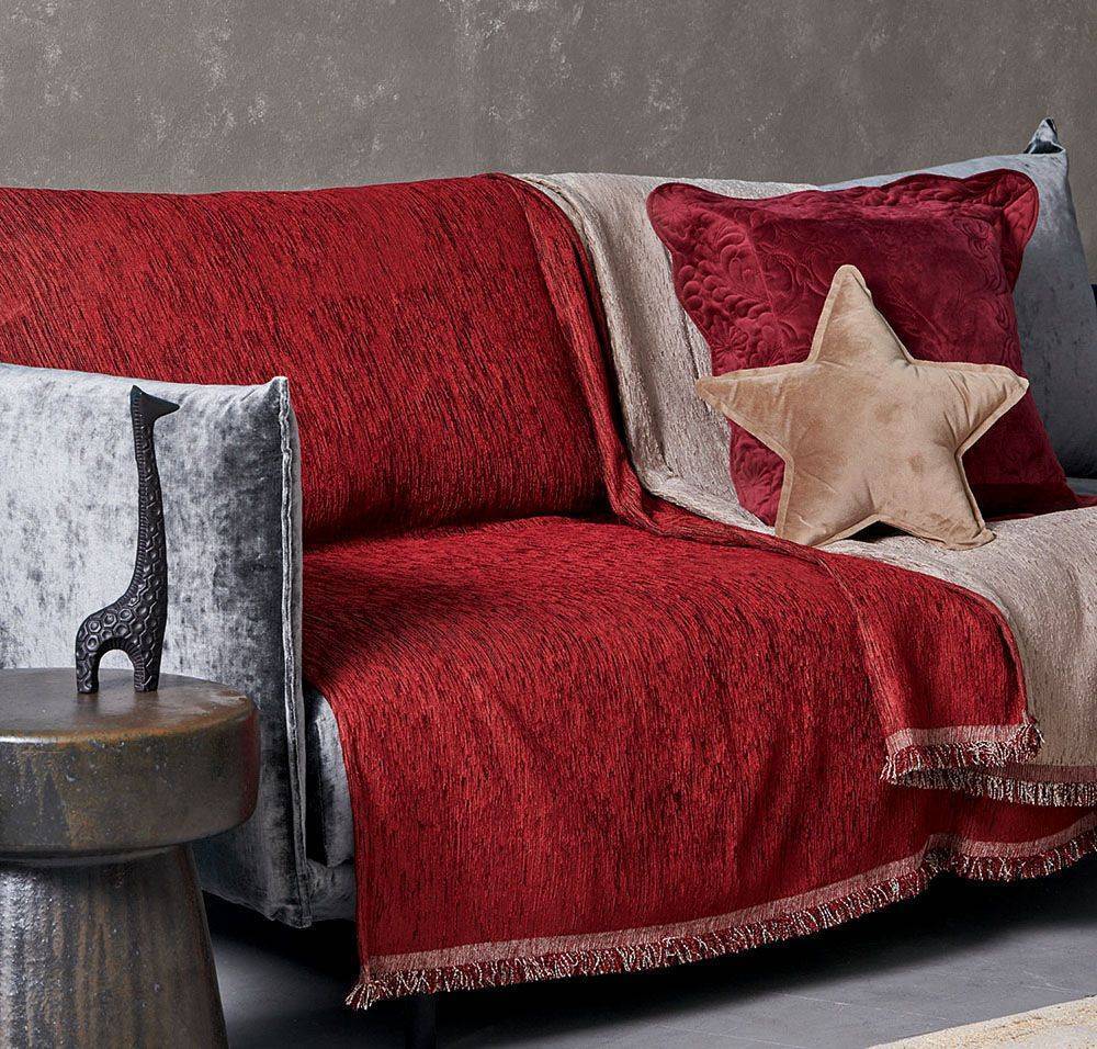 ΡΙΧΤΑΡΙ ΤΡΙΘΕΣΙΟ PALAMAIKI HOME DOUBLE-FACED SICILIA BORDEAUX-BEIGE 180X300CM