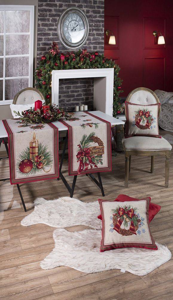 ΧΡΙΣΤΟΥΓΕΝΝΙΑΤΙΚΗ ΤΡΑΒΕΡΣΑ TEORAN LIGHTS KOKKINO 45X140CM TEORAN