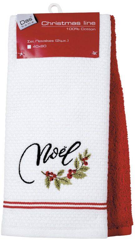 ΧΡΙΣΤΟΥΓΕΝΝΙΑΤΙΚΕΣ ΠΕΤΣΕΤΕΣ ΚΟΥΖΙΝΑΣ DAS HOME CHRISTMAS COLLECTION 0584 ΚΟΚΚΙΝΟ-ΛΕΥΚΟ 40X60CM 2TMX DAS HOME