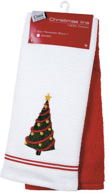 ΧΡΙΣΤΟΥΓΕΝΝΙΑΤΙΚΕΣ ΠΕΤΣΕΤΕΣ ΚΟΥΖΙΝΑΣ DAS HOME CHRISTMAS COLLECTION 0587 ΚΟΚΚΙΝΟ-ΛΕΥΚΟ 40X60CM 2TMX DAS HOME