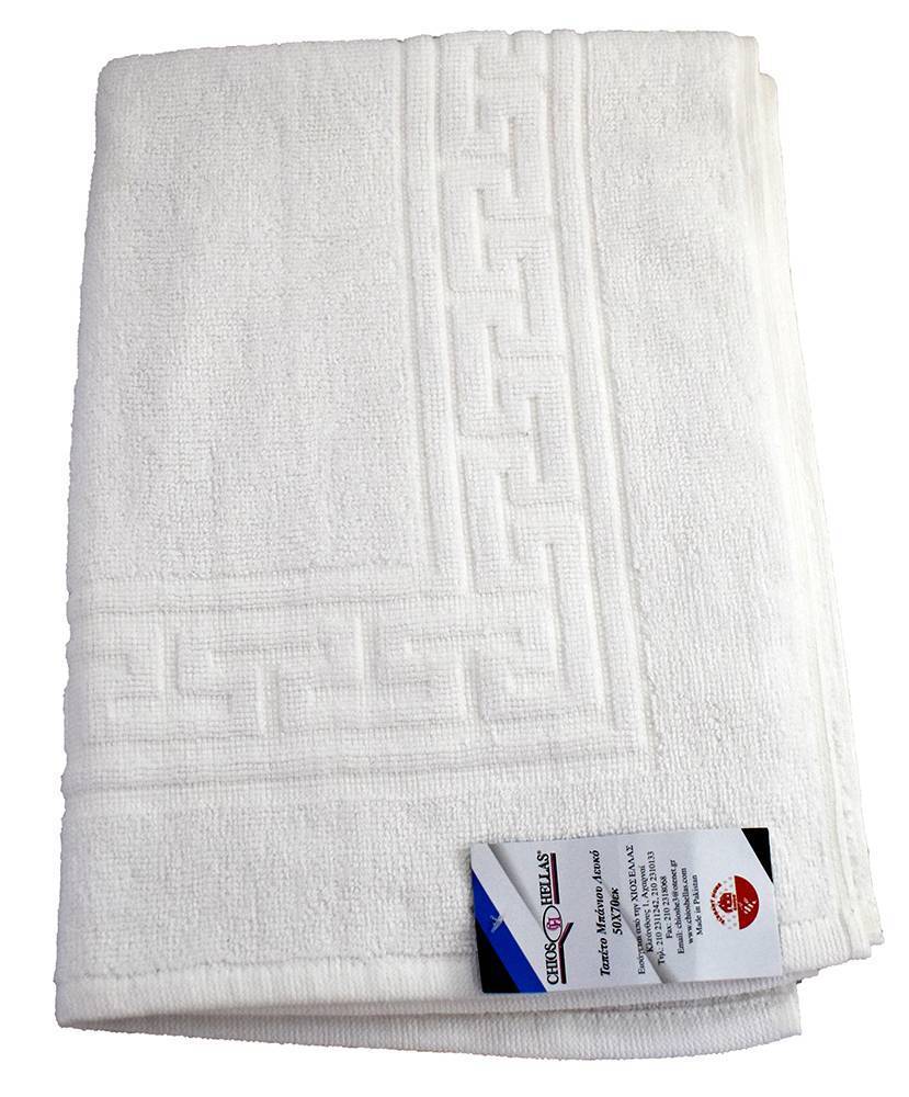 ΤΑΠΕΤΟ ΜΠΑΝΙΟΥ CHIOS HELLAS ΜΑΙΑΝΔΡΟΣ ΒΑΜΒΑΚΕΡΟ ΛΕΥΚΟ (50 Χ 70 CM)