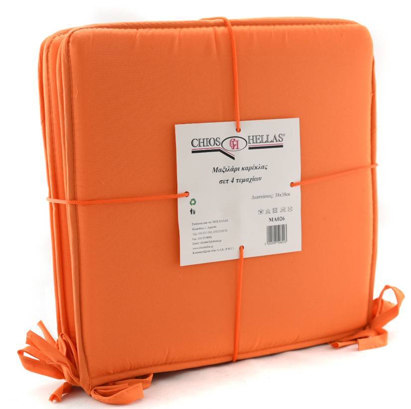 ΜΑΞΙΛΑΡΙΑ ΚΑΡΕΚΛΑΣ CHIOS HELLAS ΜΟΝΟΧΡΩΜΟ ΠΟΡΤΟΚΑΛΙ 4TMX 38Χ38Χ2CM CHIOS HELLAS