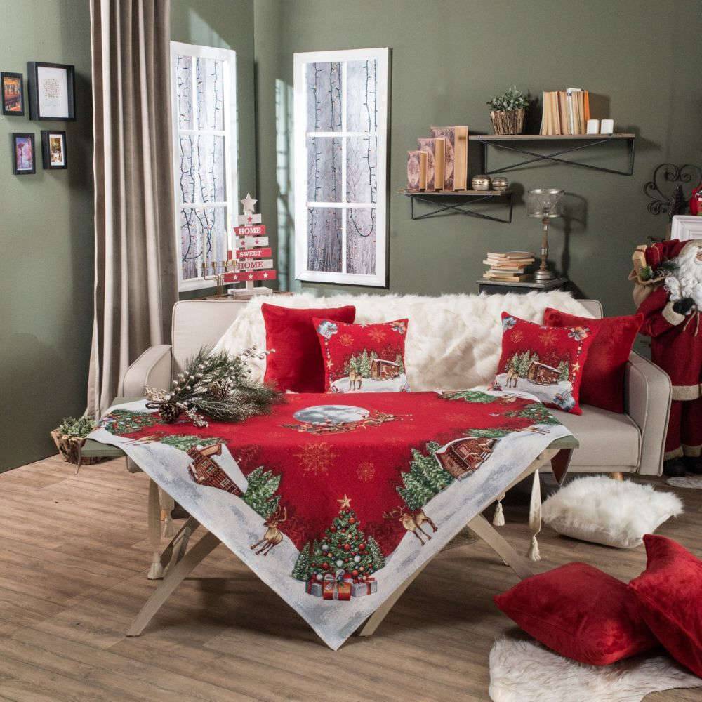 ΧΡΙΣΤΟΥΓΕΝΝΙΑΤΙΚΟ ΤΡΑΠΕΖΟΚΑΡΕ TEORAN RUDOLPH KOKKINO 140Χ140CM TEORAN