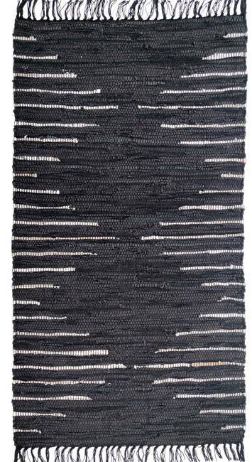 ΧΑΛΙ ΠΕΡΣΙΚΑ LEATHER RUGS ETHNIC 210414/03 BLACK SILVER (70X130CM) ΠΕΡΣΙΚΑ