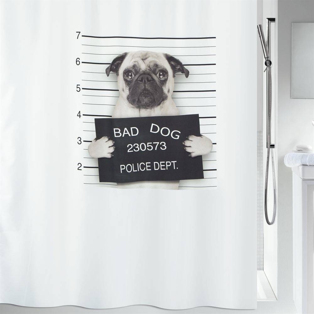 KOYΡΤΙΝΑ ΜΠΑΝΙΟΥ SPIRELLA POLYESTER BAD DOG ΛΕΥΚΗ 180Χ200CM SPIRELLA