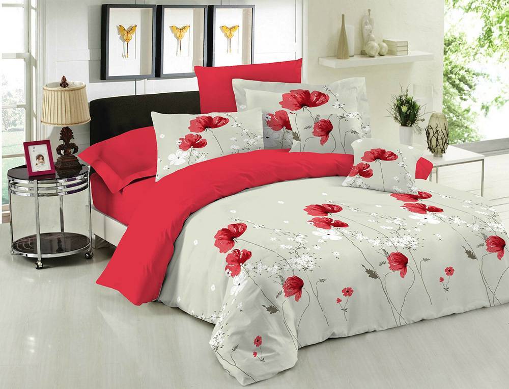 ΣΕΤ ΚΟΥΒΕΡΛΙ ΥΠΕΡΔΙΠΛΟ LE BLANC PREMIUM COTTON 100% ANEMONE RED 220X240CM LE BLANC