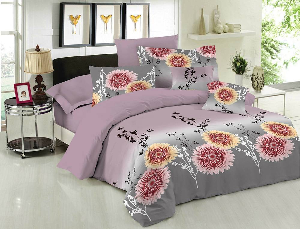 ΣΕΤ ΚΟΥΒΕΡΛΙ ΜΟΝΟ LE BLANC PREMIUM COTTON 100% CHRYSANTEMUM LILAC 160X240CM LE BLANC