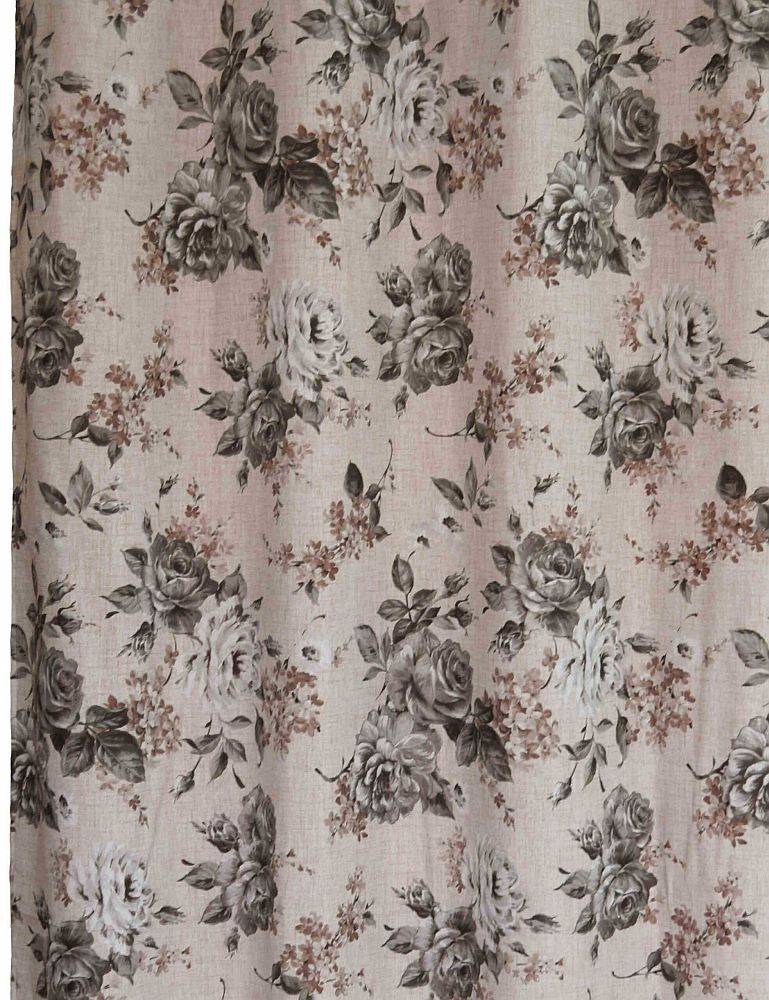 DECOCRAFT ΚΟΥΡΤΙΝΑ ΜΕ ΤΡΕΣΑ DECOCRAFT ΛΟΝΕΤΑ ROSES ΓΚΡΙ 140X270CM