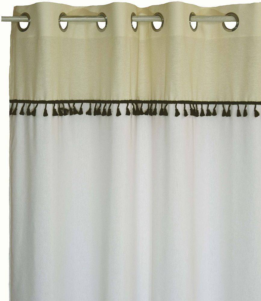 ΚΟΥΡΤΙΝΑ ΜΕ ΤΡΟΥΚΣ DECOCRAFT ΛΟΝΕΤΑ BOHO ΕΚΡΟΥ ΛΕΥΚΟ 140X260CM DECOCRAFT