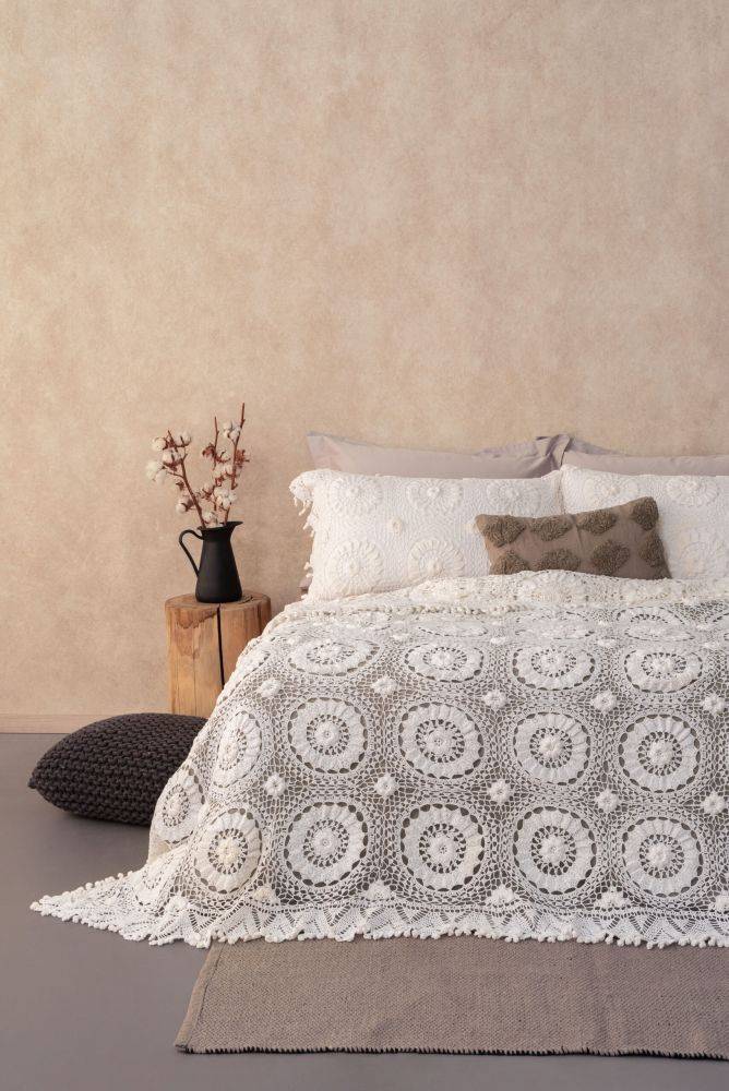 ΠΑΛΑΜΑΙΚΗ ΚΟΥΒΕΡΛΙ ΥΠΕΡΔΙΠΛΟ PALAMAIKI HOME CORNILIA ΛΕΥΚΟ 220X260CM