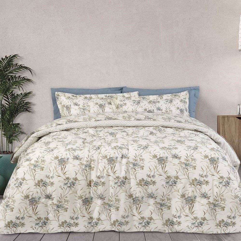 ΣΕΝΤΟΝΙΑ ΥΠΕΡΔΙΠΛΑ DAS HOME HAPPY 9591 ΕΚΡΟΥ ΜΠΕΖ ΣΙΕΛ 4ΤΜΧ 240X260CM DAS HOME