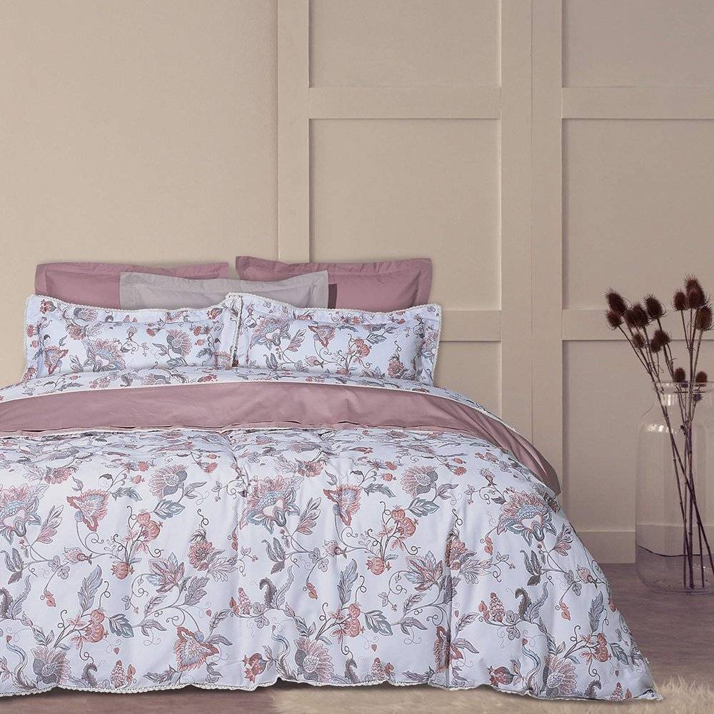 ΣΕΝΤΟΝΙΑ ΥΠΕΡΔΙΠΛΑ DAS HOME PRESTIGE 1677 NUDEΓΚΡΙ ΛΕΥΚΟ 4ΤΜΧ 240X260CM