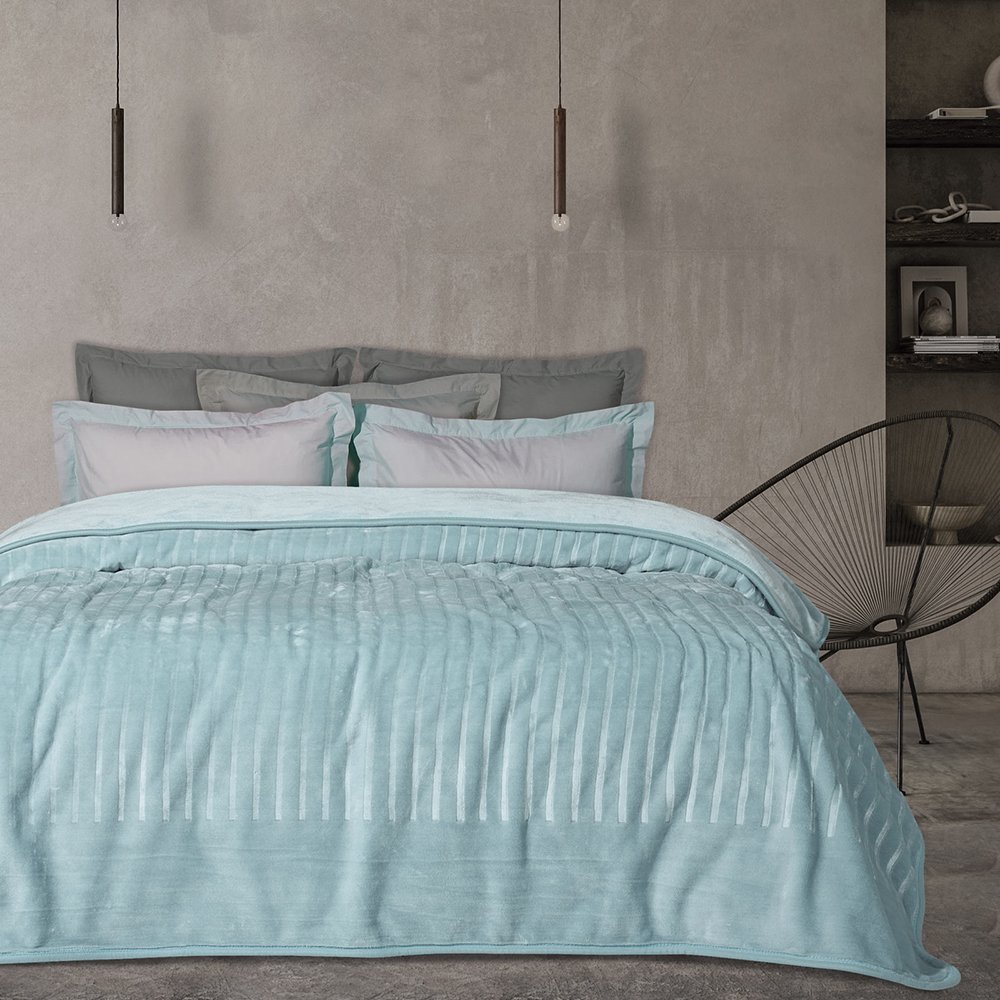 DAS HOME ΚΟΥΒΕΡΤΑ ΥΠΕΡΔΙΠΛΗ DAS HOME VELOUR 1348 ΜΠΛΕ 220X240CM