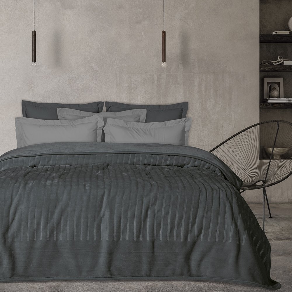 DAS HOME ΚΟΥΒΕΡΤΑ ΥΠΕΡΔΙΠΛΗ DAS HOME VELOUR 1349 ΓΡΑΦΙΤΗ 220X240CM