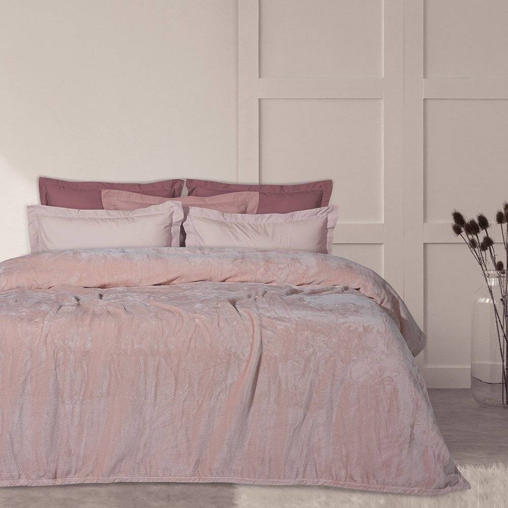 ΚΟΥΒΕΡΤΑ ΥΠΕΡΔΙΠΛΗ DAS HOME VELOUR 1346 ΡΟΖ 220X240CM DAS HOME