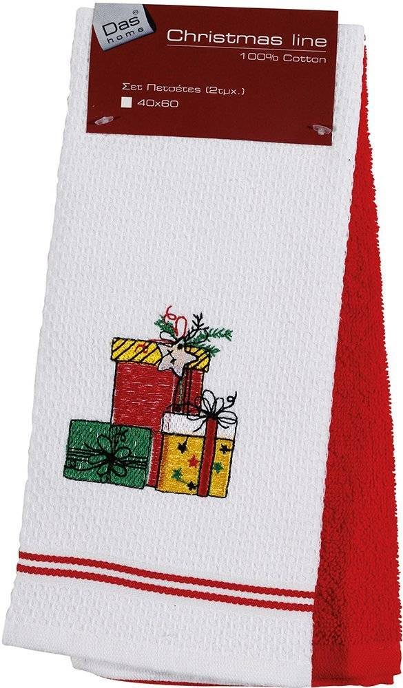 ΧΡΙΣΤΟΥΓΕΝΝΙΑΤΙΚΕΣ ΠΕΤΣΕΤΕΣ ΚΟΥΖΙΝΑΣ DAS HOME CHRISTMAS COLLECTION 0632 ΚΟΚΚΙΝΟ-ΛΕΥΚΟ 40X60CM 2TM DAS HOME