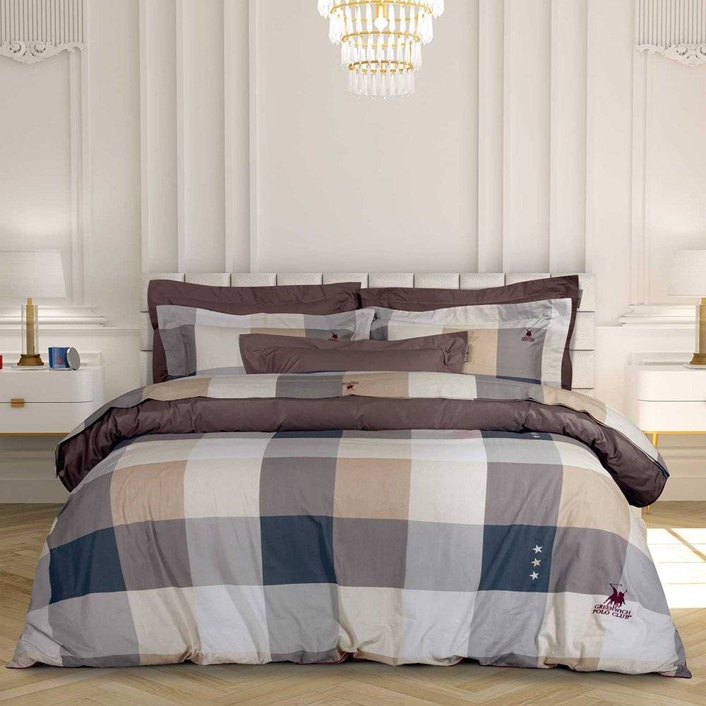 ΣΕΝΤΟΝΙΑ ΥΠΕΡΔΙΠΛΑ GREENWICH POLO CLUB 2164 ΓΚΡΙ ΚΑΦΕ ΜΠΕΖ 240X260CM