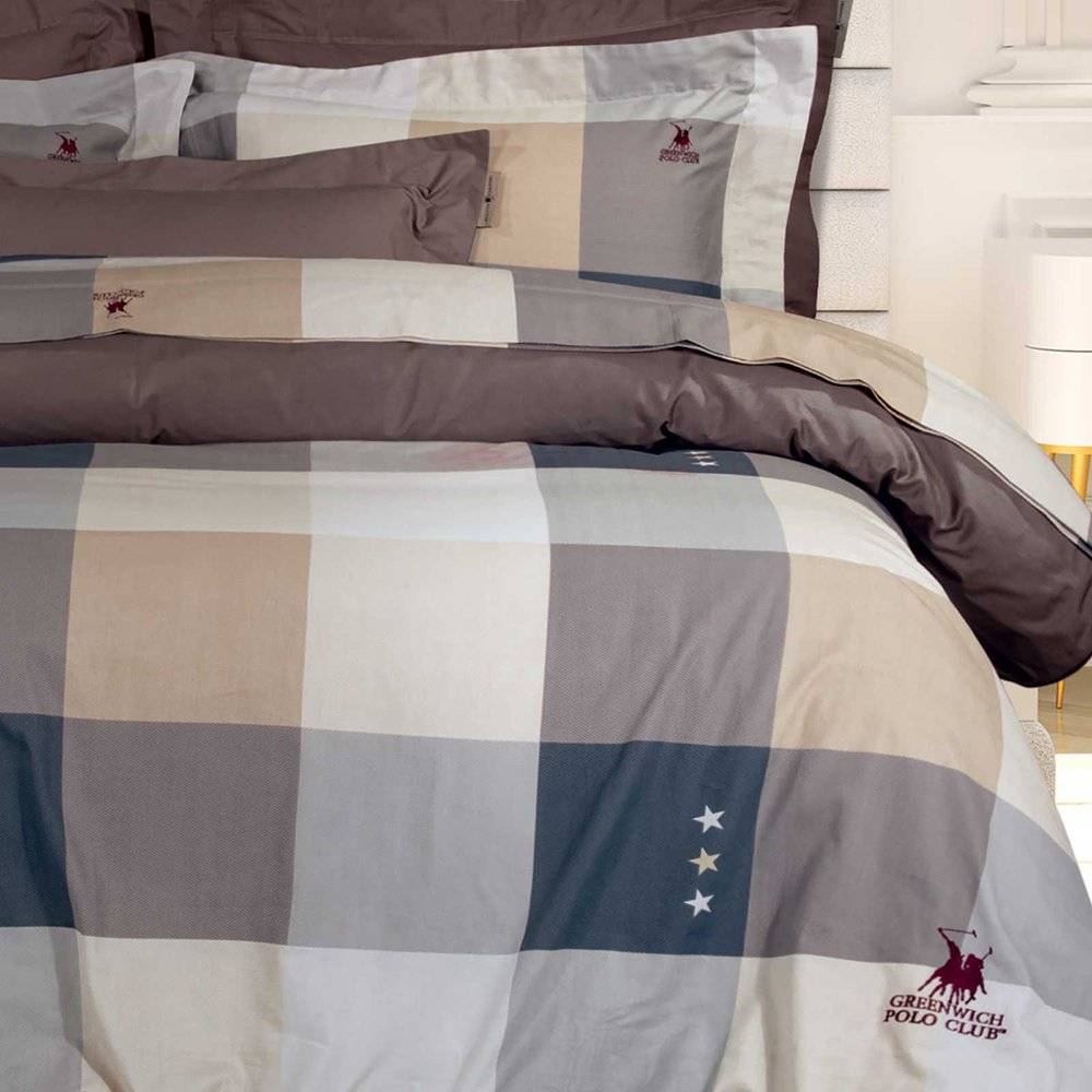 ΠΑΠΛΩΜΑΤΟΘΗΚΗ ΥΠΕΡΔΙΠΛΗ GPC POLO 2164 ΓΚΡΙ ΚΑΦΕ ΛΕΥΚΟ 3TMX 220Χ240CM GREENWICH POLO CLUB