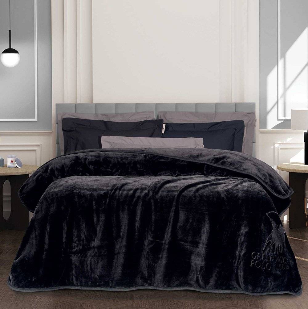 ΚΟΥΒΕΡΤΑ ΥΠΕΡΔΙΠΛΗ GPC POLO VELOUR 3440 ΜΑΥΡΟ 220X240CM GREENWICH POLO CLUB