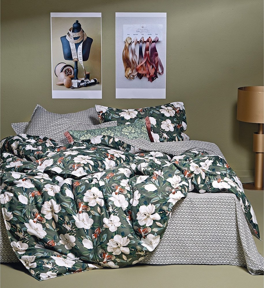 KENTIA ΠΑΠΛΩΜΑ ΥΠΕΡΔΙΠΛΟ ΚΕΝΤΙΑ MARILOU 02 GREEN- ECRU 220X240CM