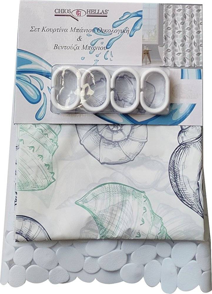 CHIOS HELLAS ΣΕΤ ΚΟΥΡΤΙΝΑ-ΤΑΠΕΤΟ ΜΠΑΝΙΟΥ CHIOS HELLAS 2ΤΜΧ ΛΕΥΚΟ (180X180 CM)