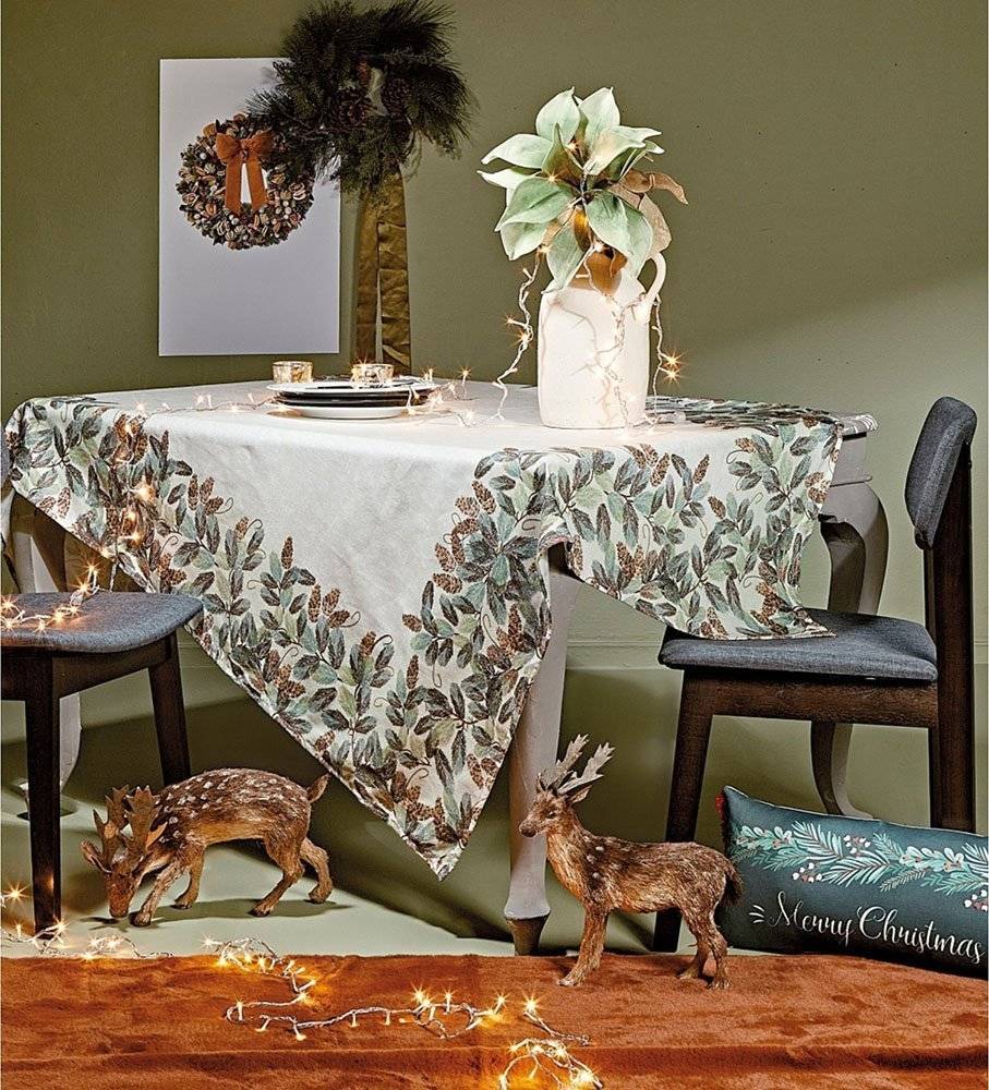 ΤΡΑΠΕΖΟΜΑΝΤΗΛΟ KENTIΑ SNOW 2312 BEIGE-GREEN 135X180CM KENTIA