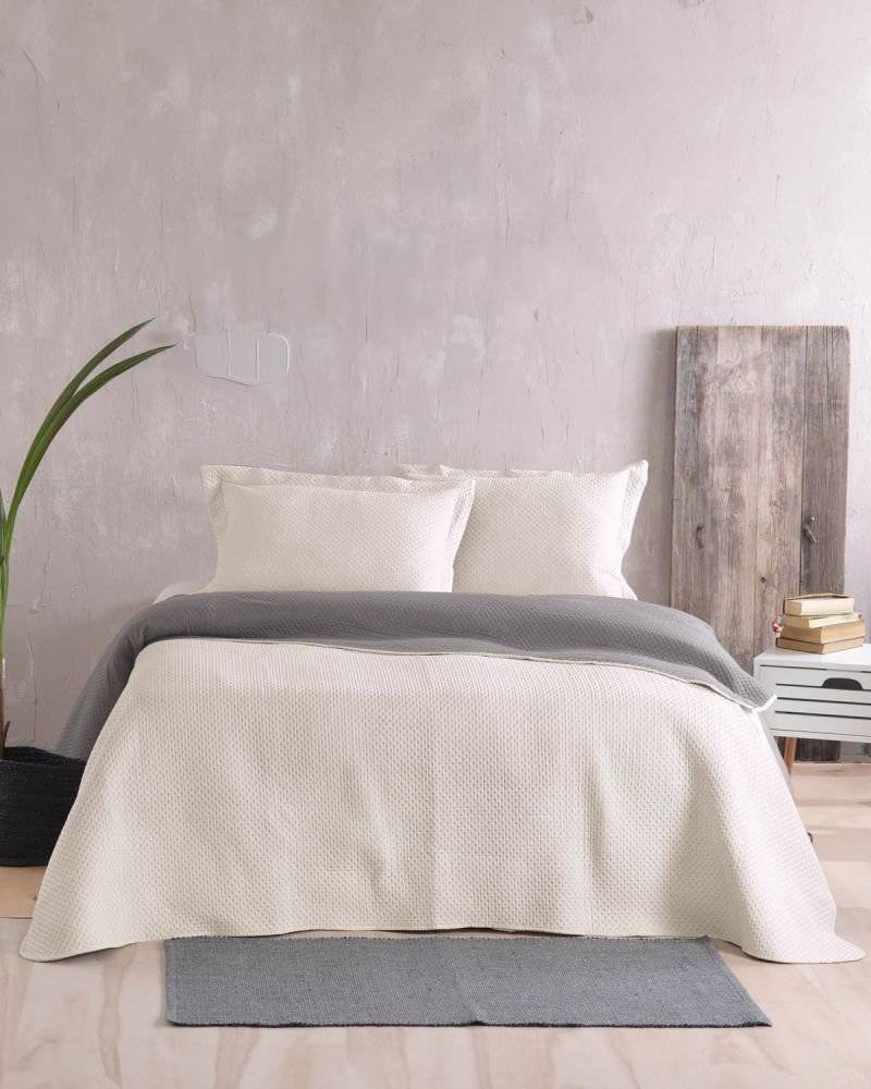 ΣΕΤ ΚΟΥΒΕΡΛΙ ΜΕ ΜΑΞΙΛΑΡΟΘΗΚΕΣ ΥΠΕΡΔΙΠΛΟ RYTHMOS ALLURE MICROFIBER ΕΚΡΟΥ-ΓΚΡΙ (220CMX240CM) RYTHMOS