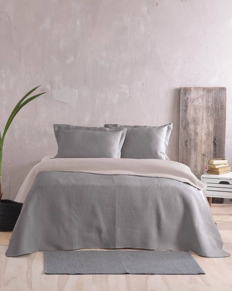 ΣΕΤ ΚΟΥΒΕΡΛΙ ΜΕ ΜΑΞΙΛΑΡΟΘΗΚΕΣ ΥΠΕΡΔΙΠΛΟ RYTHMOS ALLURE MICROFIBER ΓΚΡΙ-ΜΠΕΖ (220CMX240CM)