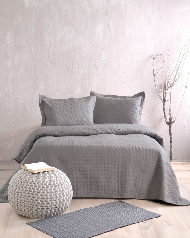 RYTHMOS ΣΕΤ ΚΟΥΒΕΡΛΙ ΜΕ ΜΑΞΙΛΑΡΟΘΗΚΕΣ KING SIZE RYTHMOS ALLURE MICROFIBER ΓΚΡΙ (240CMX250CM)