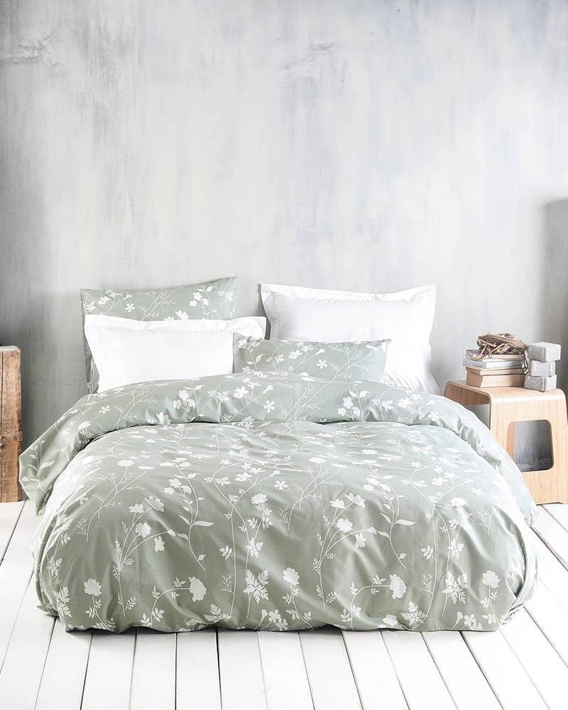 RYTHMOS ΣΕΤ ΣΕΝΤΟΝΙΑ RYTHMOS SPIRIT EVERLY ΥΠΕΡΔΙΠΛΟ ΒΑΜΒΑΚΕΡΑ ΕΜΠΡΙΜΕ ΠΡΑΣΙΝΟ (230CMX260CM)