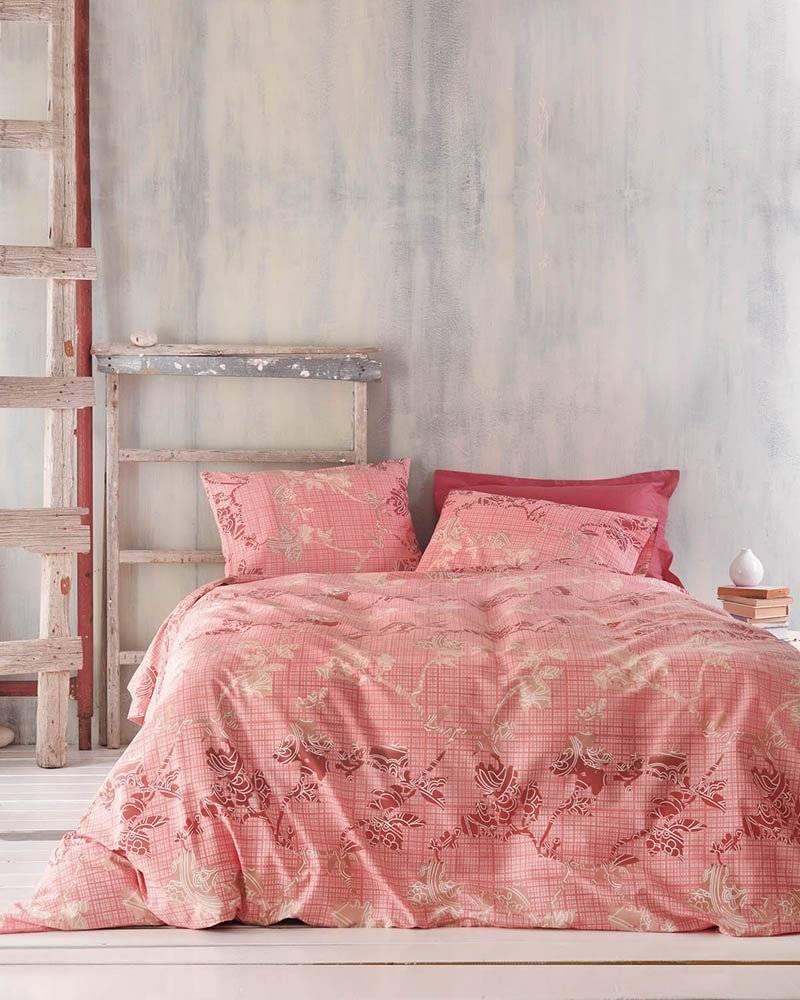ΣΕΤ ΣΕΝΤΟΝΙΑ RYTHMOS DOCA ΥΠΕΡΔΙΠΛA ΕΜΠΡΙΜΕ ΡΟΖ (230CMX260CM) RYTHMOS