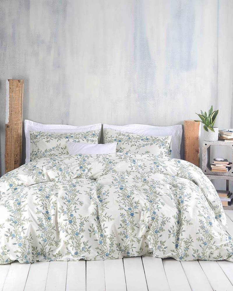 ΣΕΤ ΣΕΝΤΟΝΙΑ RYTHMOS TALIA ΥΠΕΡΔΙΠΛA ΦΛΟΡΑΛ ΜΠΛΕ (230CMX260CM) RYTHMOS