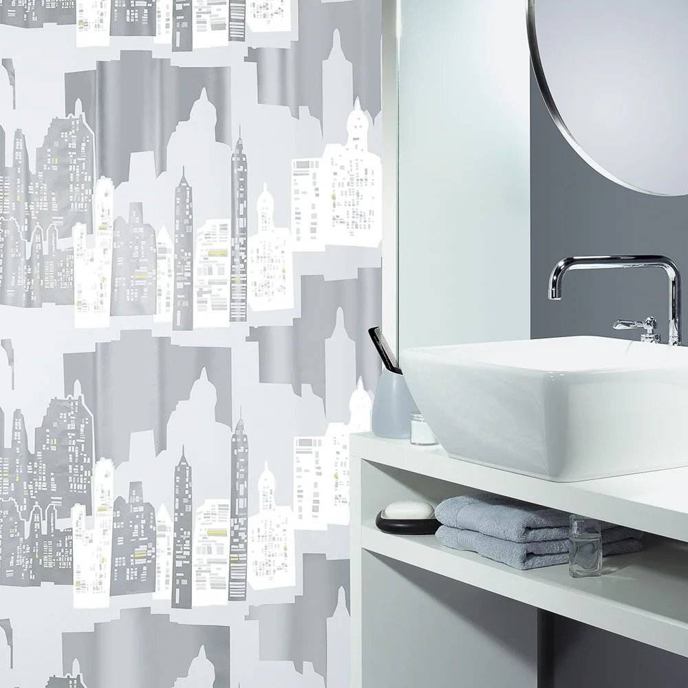 KOYΡΤΙΝΑ ΜΠΑΝΙΟΥ SPIRELLA SKYLINE ΠΛΑΣΤΙΚH (180Χ200CM)