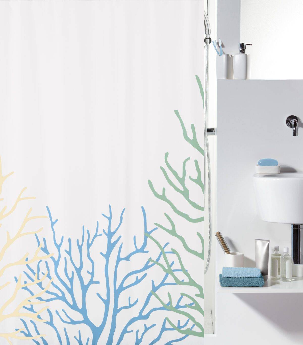 KOYΡΤΙΝΑ ΜΠΑΝΙΟΥ SPIRELLA CORAL ΠΟΛΥΕΣΤΕΡΑΣ (180Χ200CM) SPIRELLA