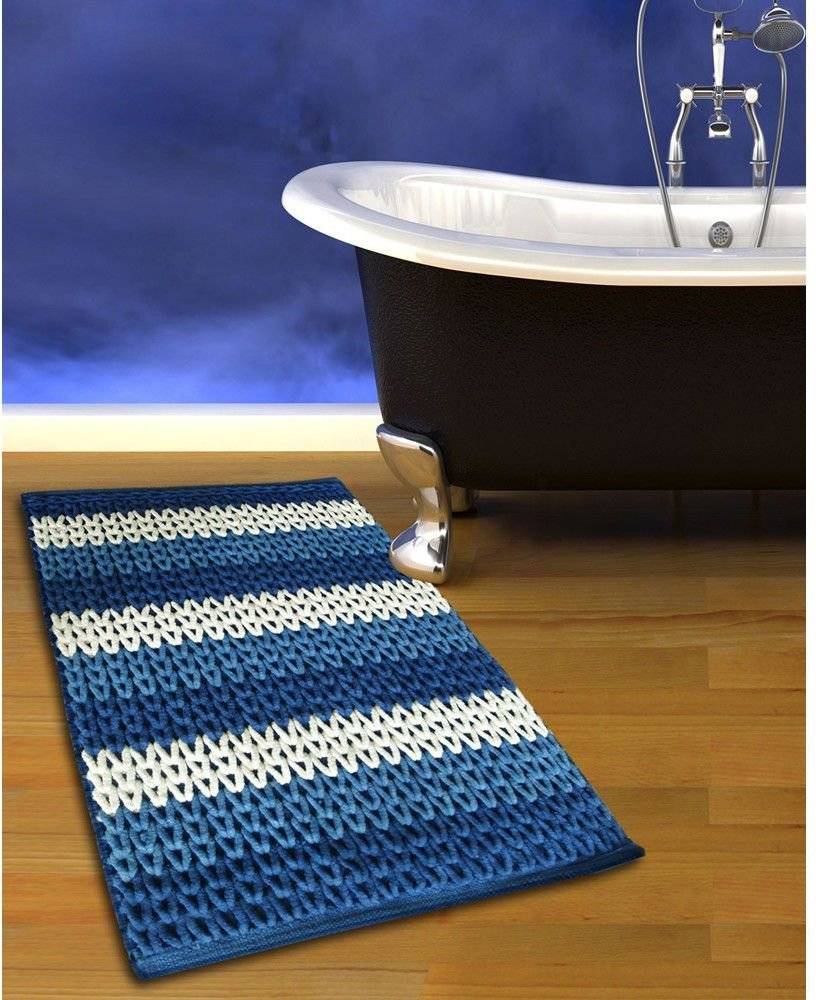 SAN LORENTZO ΠΑΤΑKΙ ΜΠΑΝΙΟΥ SAN LORENTZO CΗΕΝΙLLΕ ΒΑΜΒΑΚΕΡΟ ΜΠΛΕ/ΛΕΥΚΟ (70X120CM)