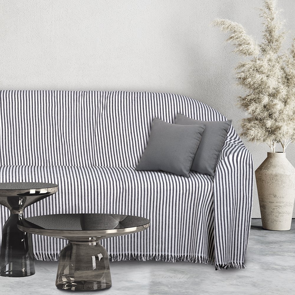 DAS HOME ΡΙΧΤΑΡΙ ΤΡΙΘΕΣΙΟ DAS HOME 0253 ΕΚΡΟΥ-ΜΑΥΡΟ (180Χ300CM)