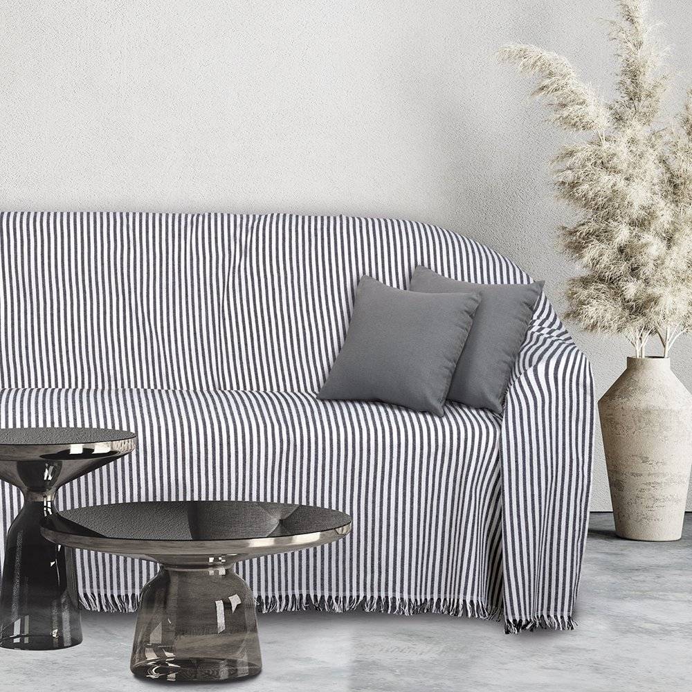 DAS HOME ΡΙΧΤΑΡΙ ΤΡΙΘΕΣΙΟ DAS HOME 0253 ΕΚΡΟΥ-ΜΑΥΡΟ (180Χ300CM)