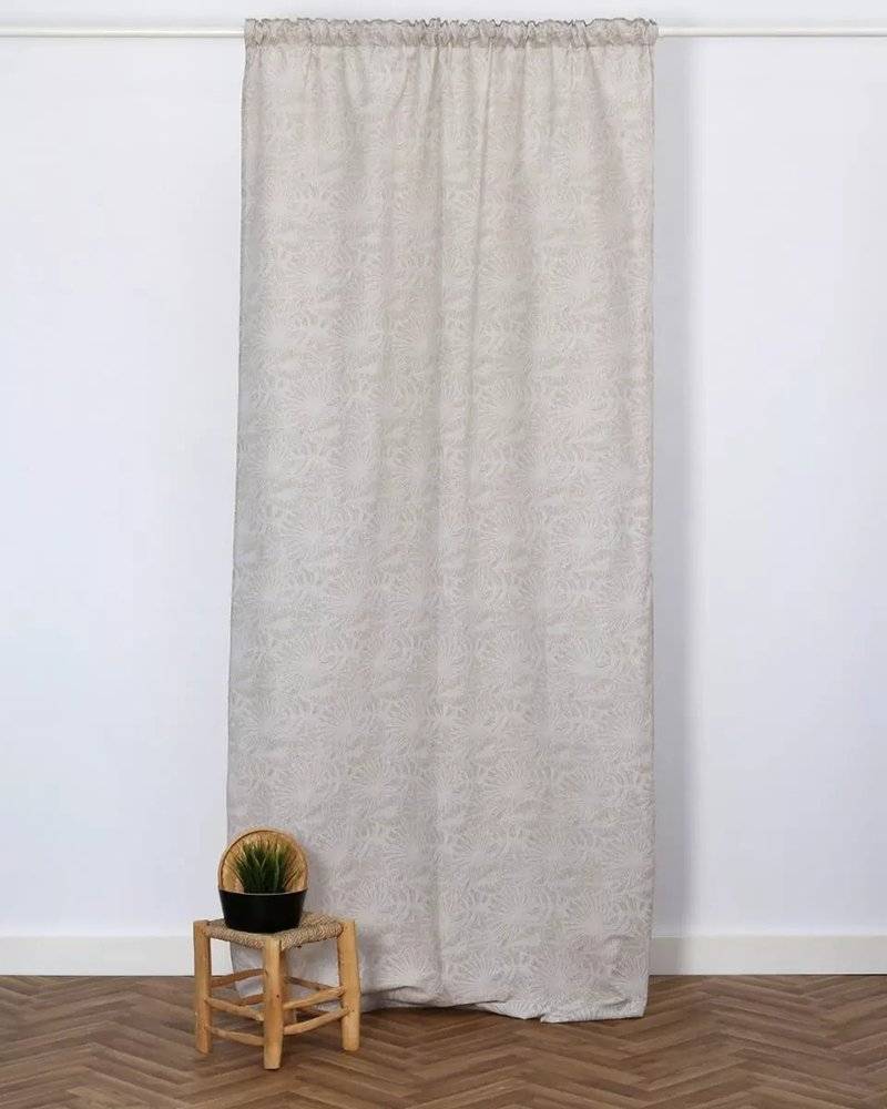 ΚΟΥΡΤΙΝΑ ΜΕ ΤΡΕΣΑ PENNIE TOMENTOSA ΛΟΝΕΤΑ ΜΕ ΣΧΕΔΙΟ ΦΥΛΛΑ ΜΠΕΖ 140X260CM PENNIE