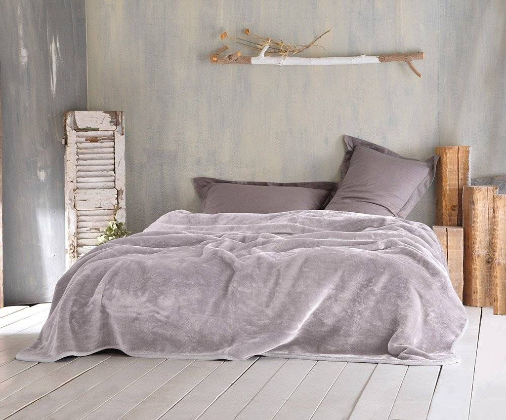 RYTHMOS ΚΟΥΒΕΡΤΑ ΥΠΕΡΔΙΠΛΗ RYTHMOS VELOUR ΜΠΕΖ 220X240CM
