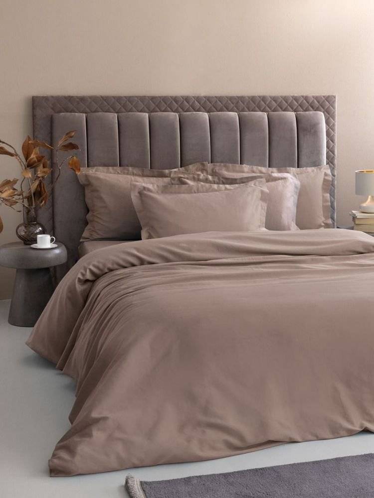 ΣΕΤ ΣΕΝΤΟΝΙΑ ΥΠΕΡΔΙΠΛΑ PALAMAIKI HOME POSH SATEEN ΒΑΜΒΑΚΟΣΑΤΕΝ TAUPE ΧΩΡΙΣ ΛΑΣΤΙΧΟ (240X270CM)