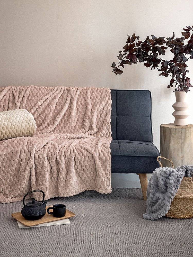 ΚΟΥΒΕΡΤΑ ΚΑΝΑΠΕ PALAMAIKI ASTER FLEECE BEIGE (160X220CM)